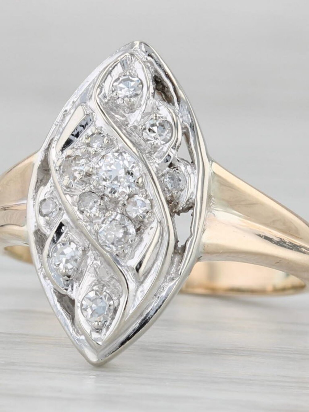 0.15ctw Diamond Ring 14k White Yellow Gold Size 5.25